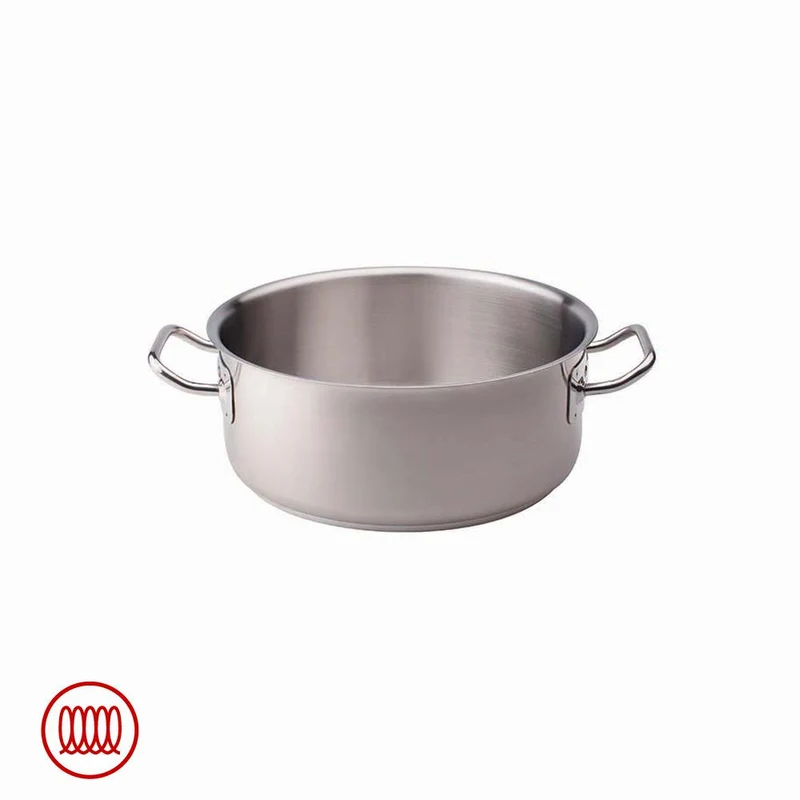Acciaio Inox Casseruola Bassa Induzione Con Due Maniglie