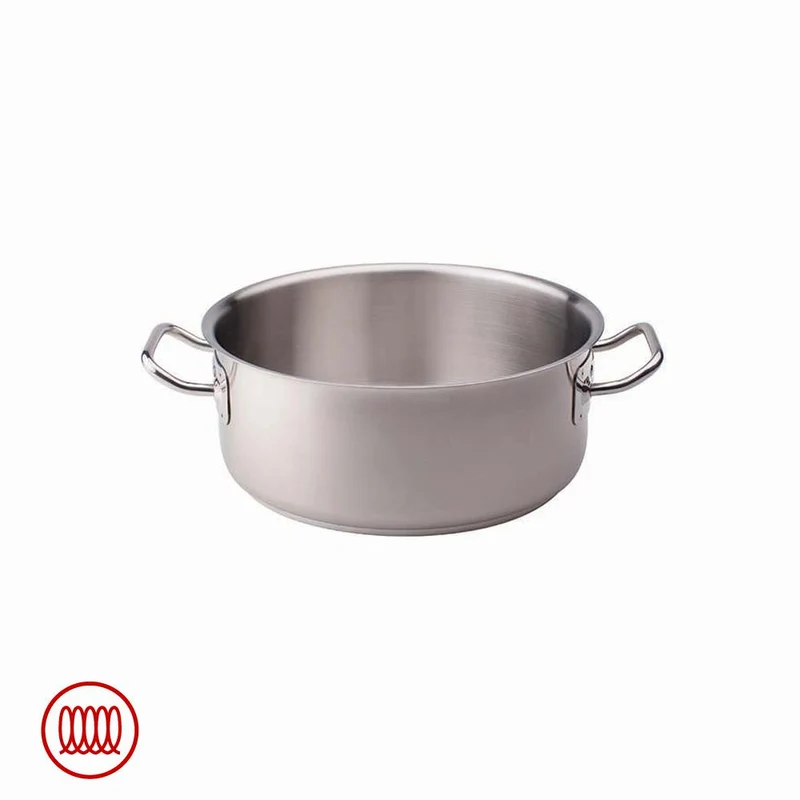 Acciaio Inox Casseruola Bassa Induzione Con Due Maniglie