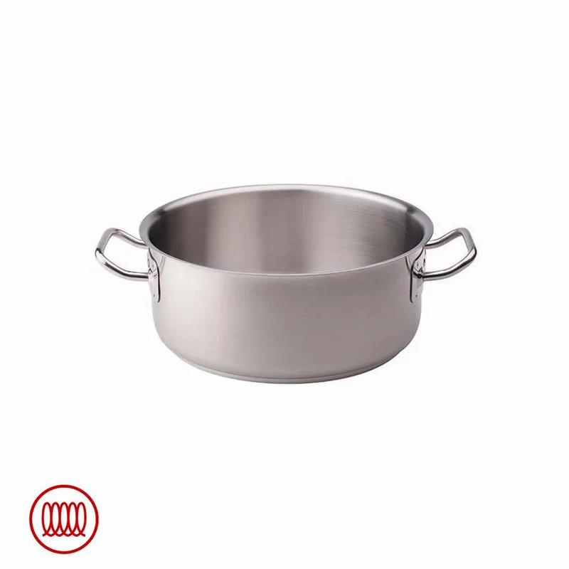 Acciaio Inox Casseruola Bassa Induzione Con Due Maniglie