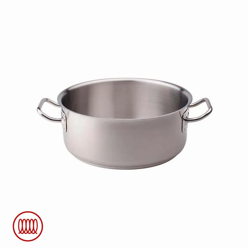 Acciaio Inox Casseruola Bassa Induzione Con Due Maniglie