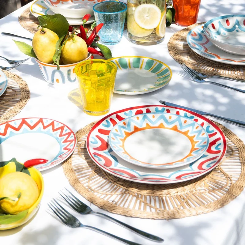 Madison Vietri Servizio Piatti In Porcellana Decorata - Set 18 Pz