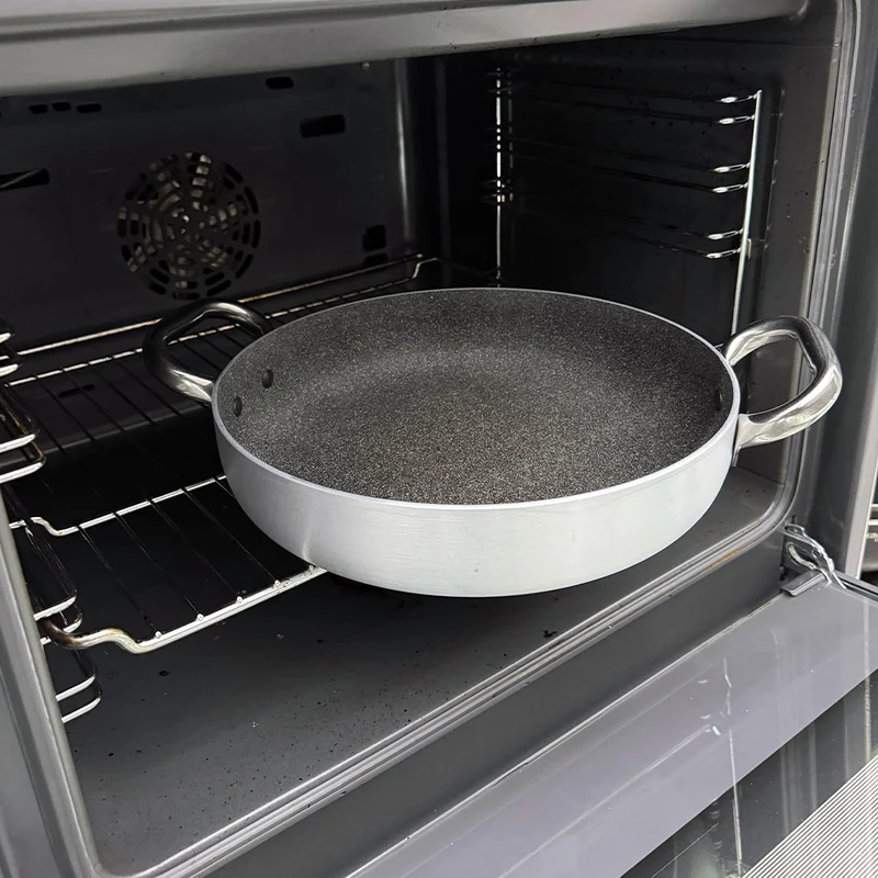 SharkSkin Tegame Basso In Alluminio Antiaderente Induzione Con 2 Maniglie Acciaio Inox