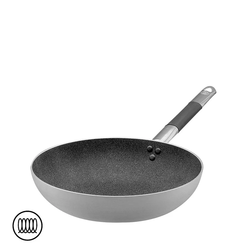 SharkSkin Padella Alta Svasata In Alluminio Antiaderente Induzione Con Manico In Acciaio Inox Cool