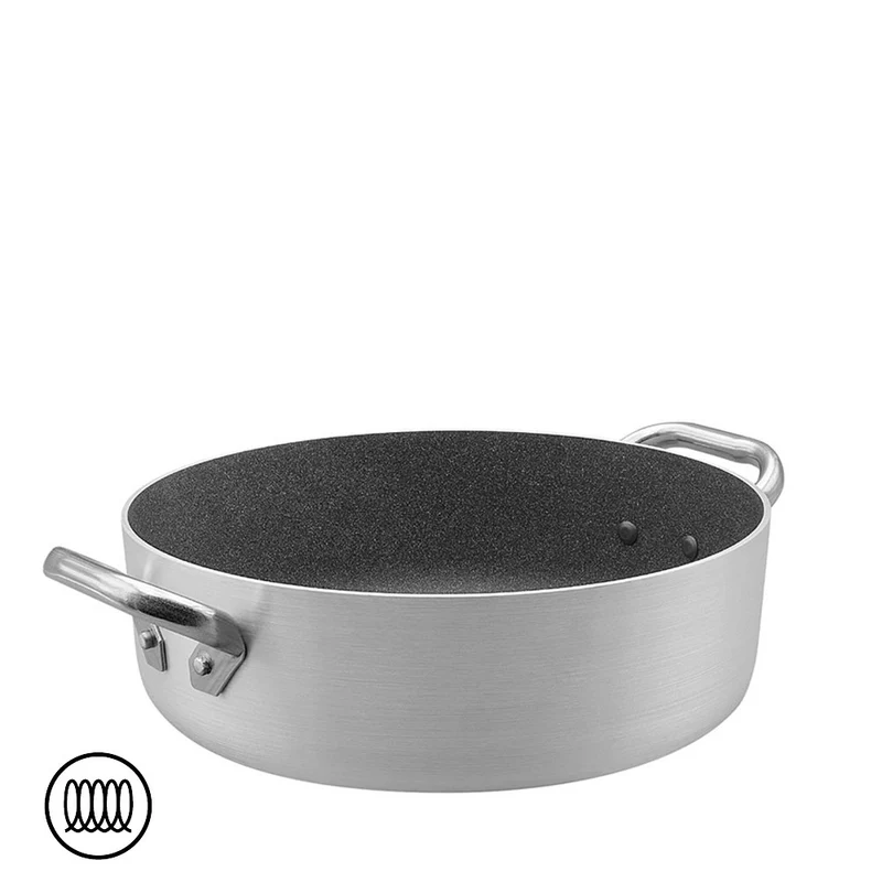 SharkSkin Casseruola Bassa In Alluminio Antiaderente Induzione Con 2 Maniglie Acciaio Inox