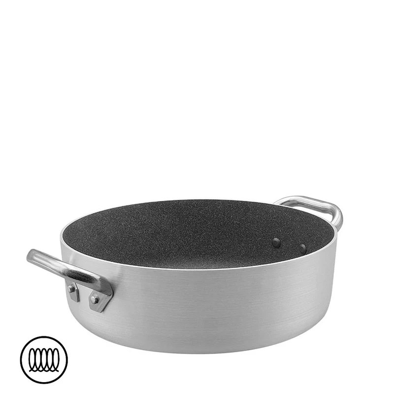 SharkSkin Casseruola Bassa In Alluminio Antiaderente Induzione Con 2 Maniglie Acciaio Inox