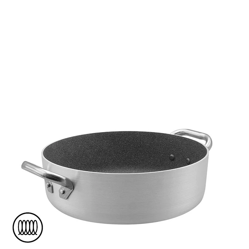 SharkSkin Casseruola Bassa In Alluminio Antiaderente Induzione Con 2 Maniglie Acciaio Inox