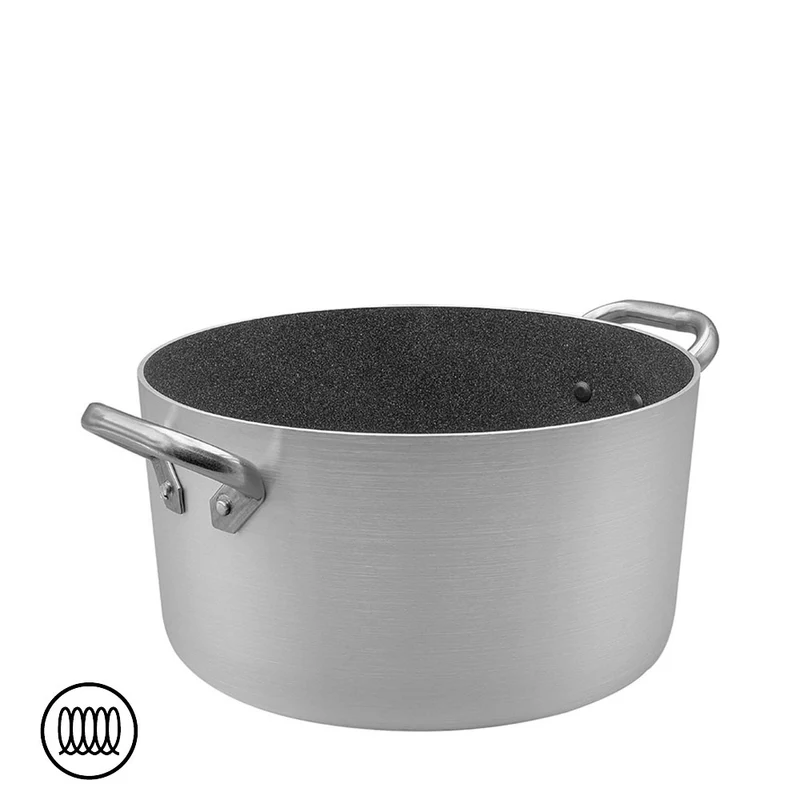 SharkSkin Casseruola Alta In Alluminio Antiaderente Induzione Con 2 Maniglie Acciaio Inox