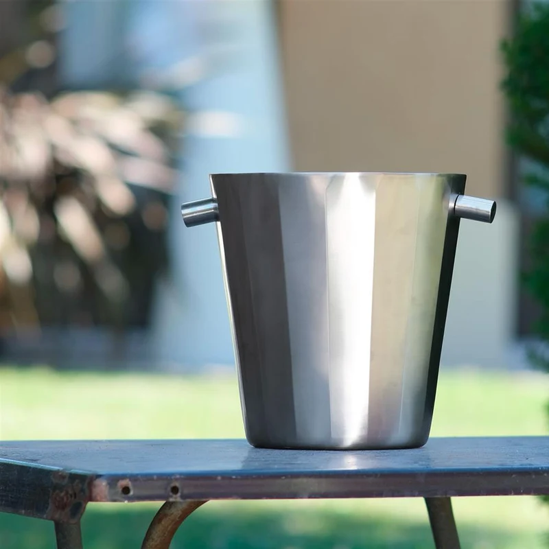 Ø19.5 x H.22 cm - Portofino Double Wall Secchiello Portabottiglie In Acciaio Satinato