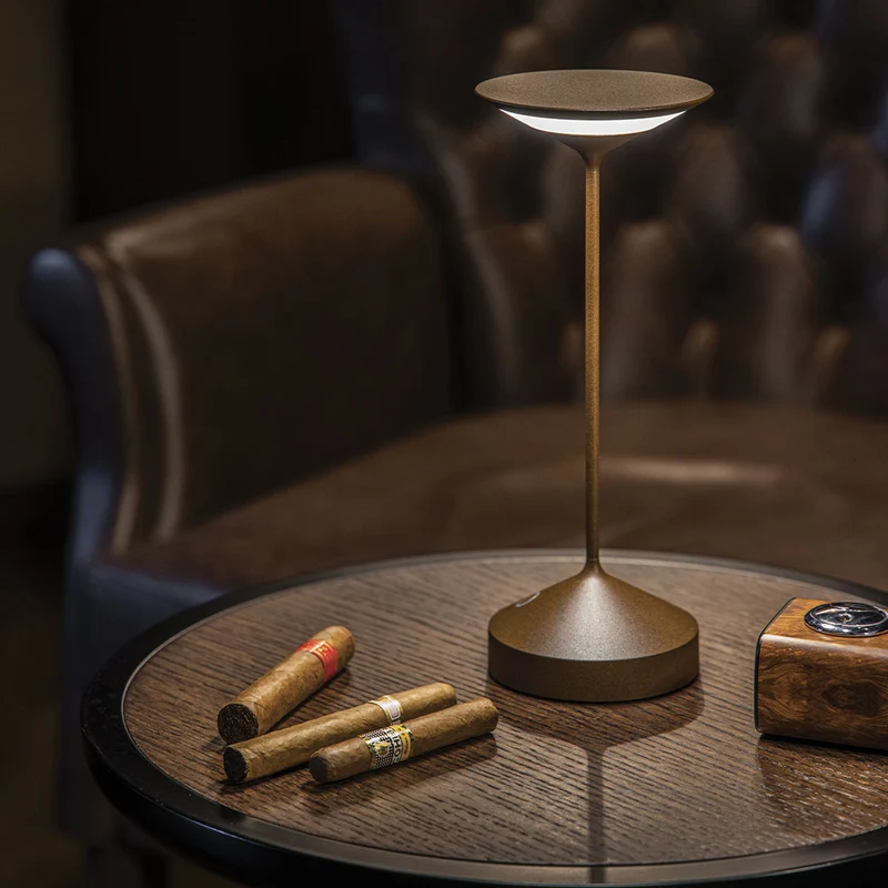 22 cm - Tempo Mini Lampada Da Tavolo Ricaricabile In Alluminio