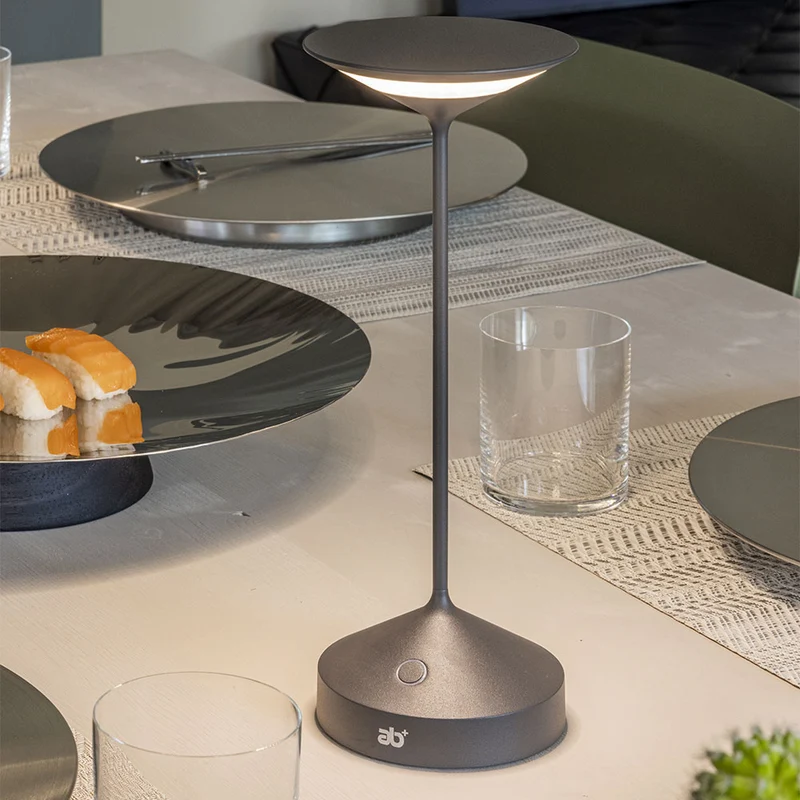 22 cm - Tempo Mini Lampada Da Tavolo Ricaricabile In Alluminio