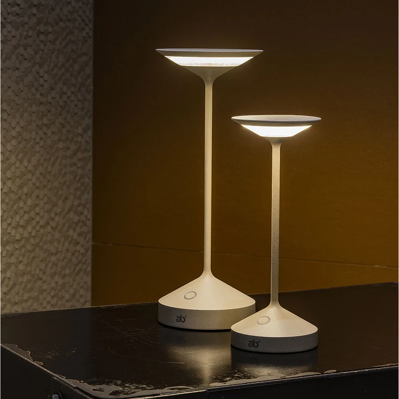 22 cm - Tempo Mini Lampada Da Tavolo Ricaricabile In Alluminio
