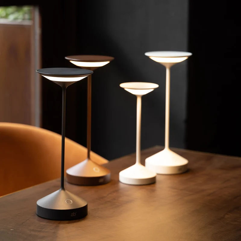 22 cm - Tempo Mini Lampada Da Tavolo Ricaricabile In Alluminio
