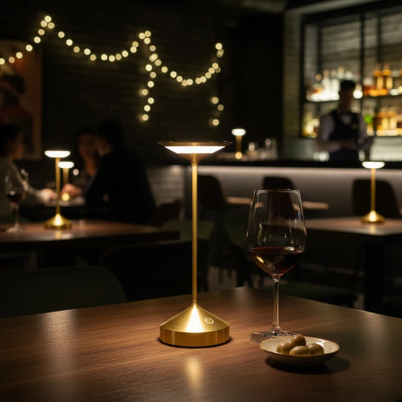 22 cm - Tempo Mini Lampada Da Tavolo Ricaricabile In Alluminio