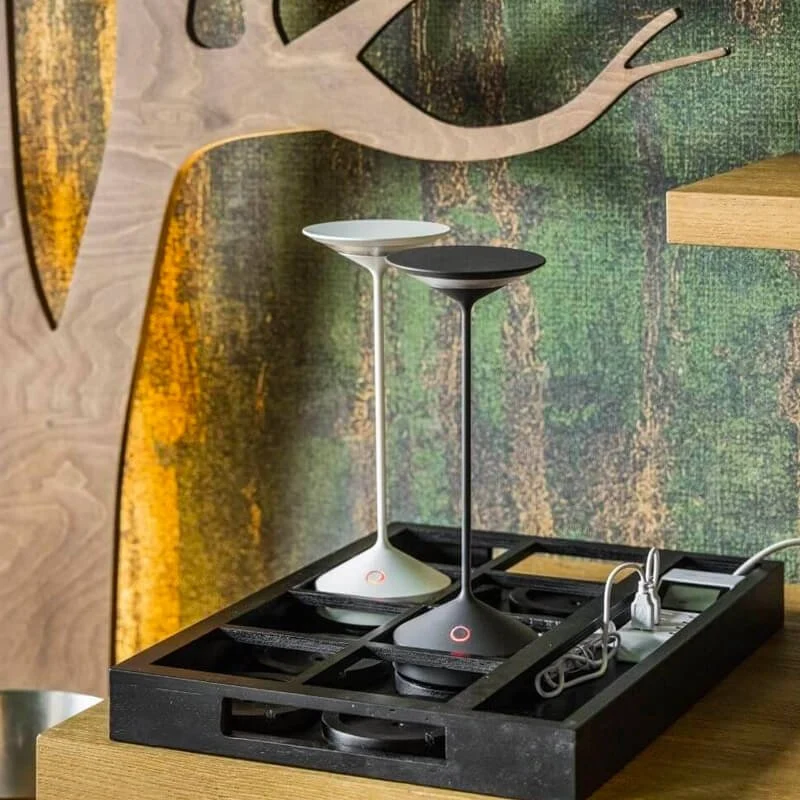 28 cm - Tempo Lampada Da Tavolo Ricaricabile In Alluminio