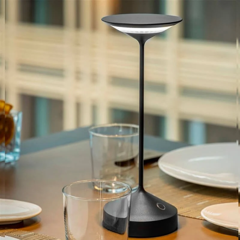 28 cm - Tempo Lampada Da Tavolo Ricaricabile In Alluminio