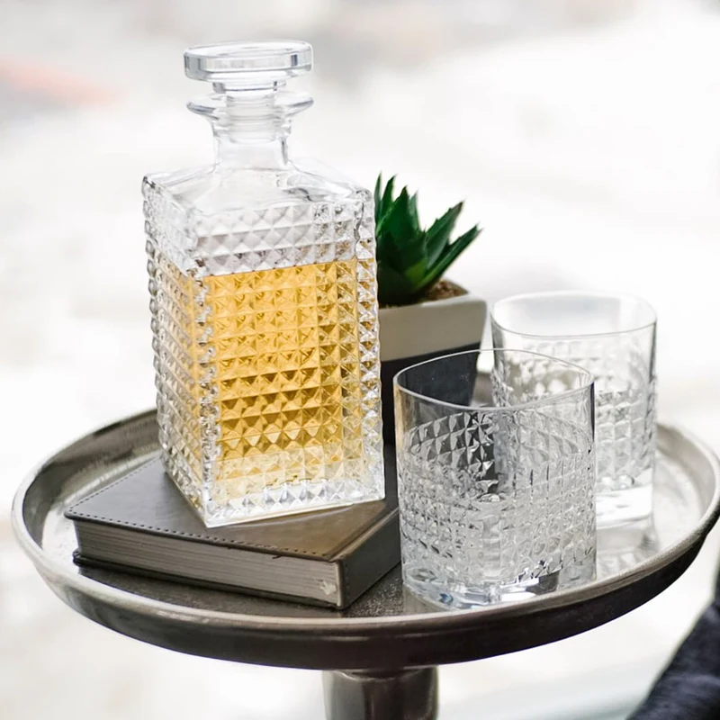 Mixology Elixir Set Whisky Bottiglia e Bicchieri In Vetro - Set 5 Pz