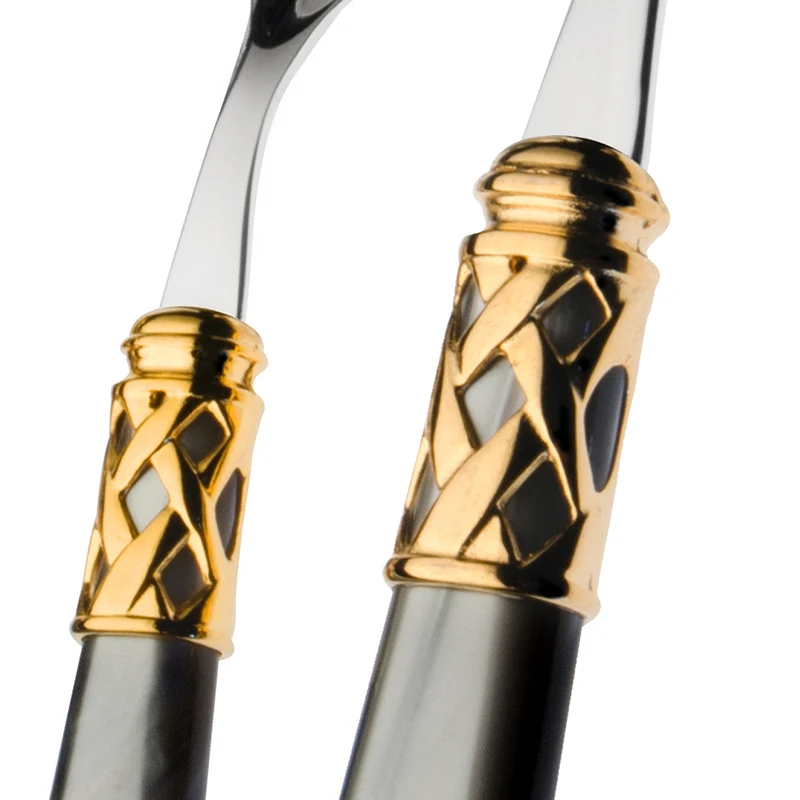 Aladdin Servizio Posate Ghiera Dorata Acciaio Inox e Acrilico - Set 24 Pz