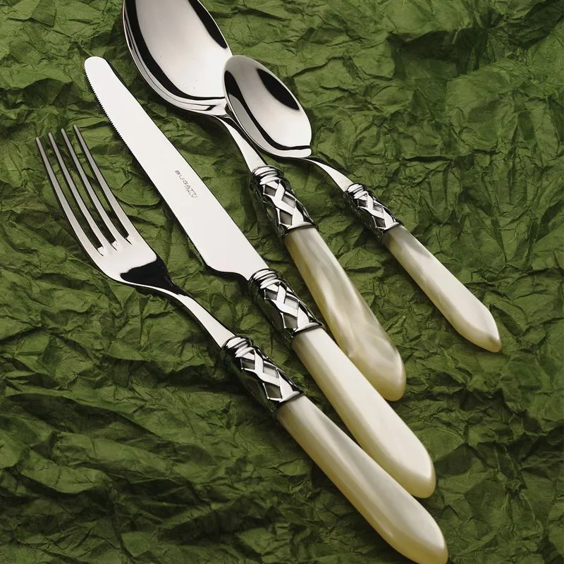 Aladdin Servizio Posate Ghiera Cromata Acciaio Inox e Acrilico - Set 24 Pz
