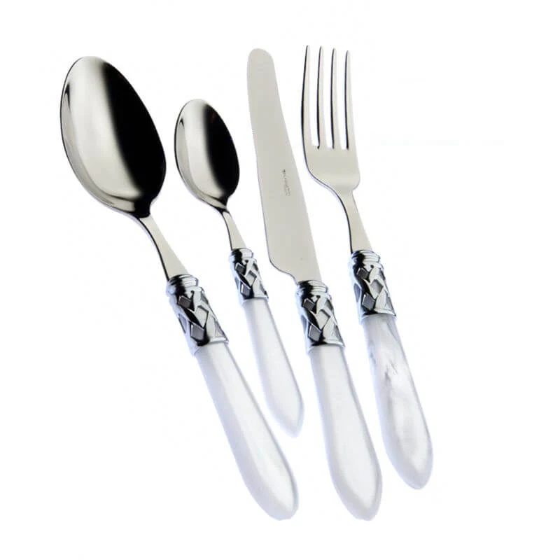 Aladdin Servizio Posate Ghiera Cromata Acciaio Inox e Acrilico - Set 24 Pz