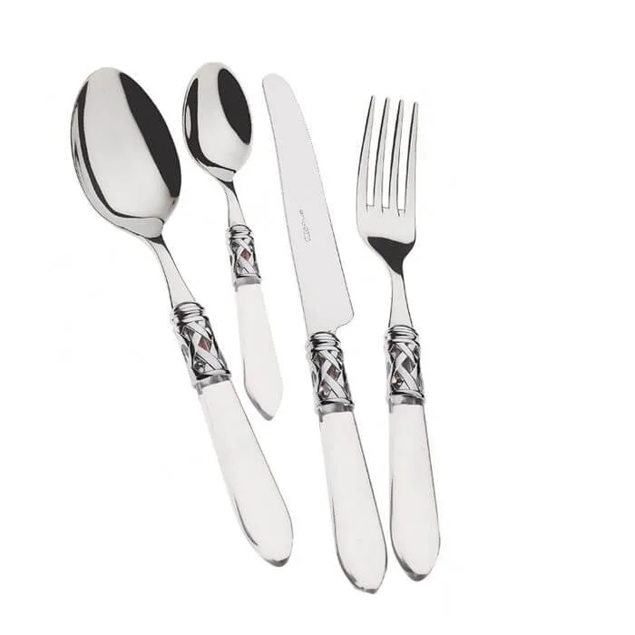 Aladdin Servizio Posate Ghiera Cromata Acciaio Inox e Acrilico - Set 24 Pz
