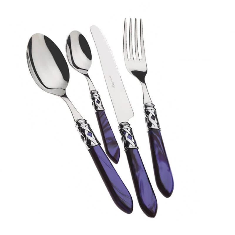 Aladdin Servizio Posate Ghiera Cromata Acciaio Inox e Acrilico - Set 24 Pz