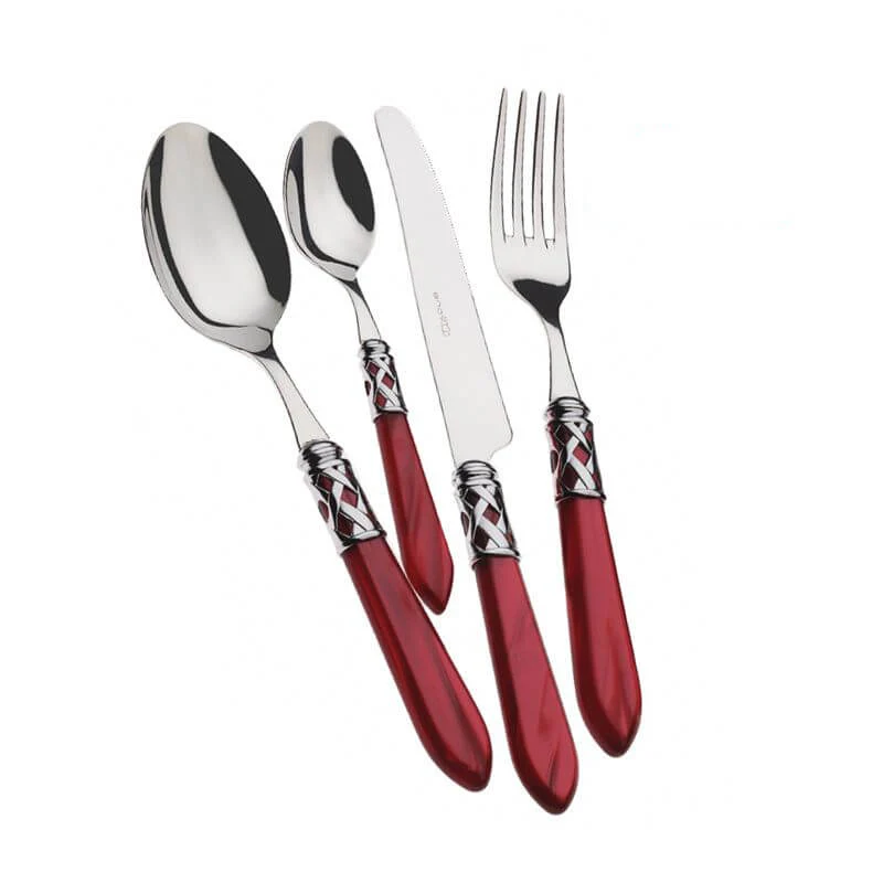 Aladdin Servizio Posate Ghiera Cromata Acciaio Inox e Acrilico - Set 24 Pz
