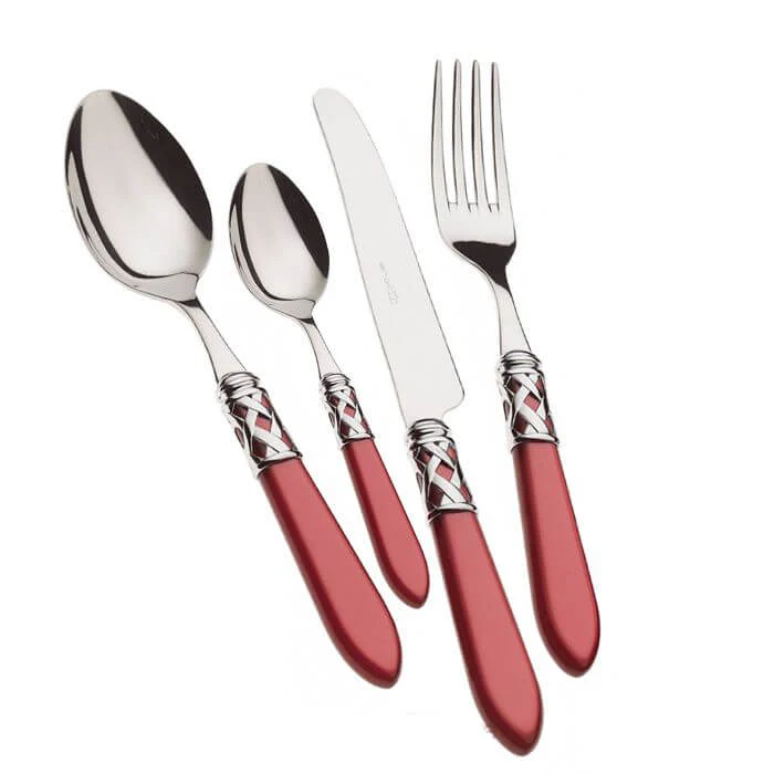 Aladdin Servizio Posate Ghiera Cromata Acciaio Inox e Acrilico - Set 24 Pz