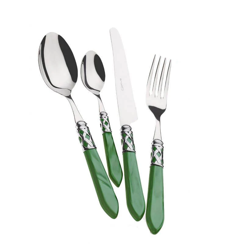 Aladdin Servizio Posate Ghiera Cromata Acciaio Inox e Acrilico - Set 24 Pz