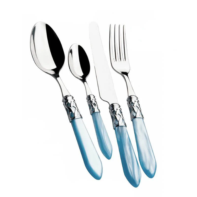 Aladdin Servizio Posate Ghiera Cromata Acciaio Inox e Acrilico - Set 24 Pz