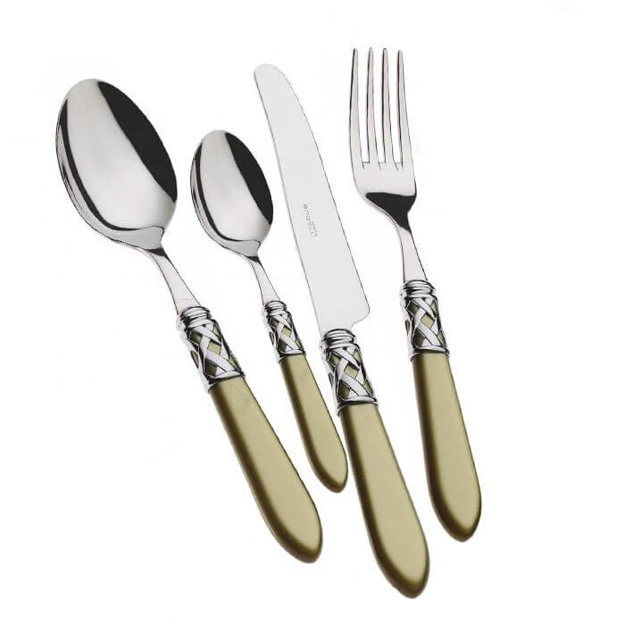 Aladdin Servizio Posate Ghiera Cromata Acciaio Inox e Acrilico - Set 24 Pz