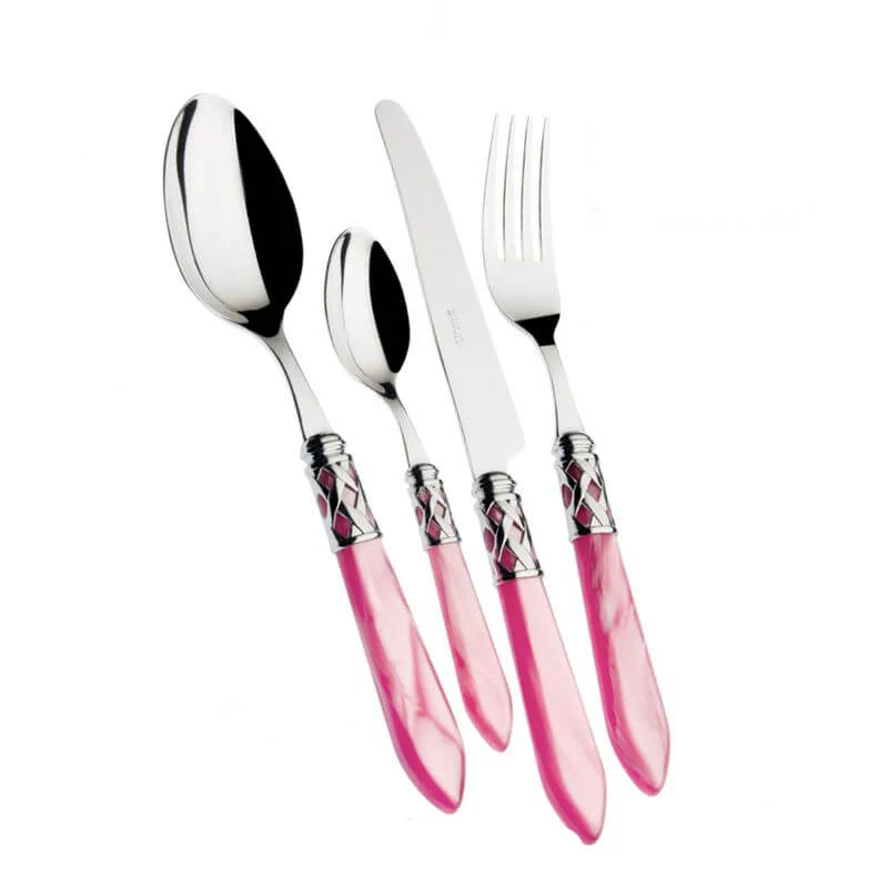 Aladdin Servizio Posate Ghiera Cromata Acciaio Inox e Acrilico - Set 24 Pz