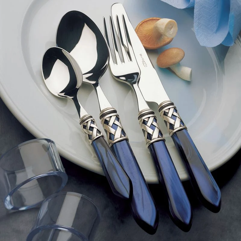 Aladdin Servizio Posate Ghiera Argentata Acciaio Inox e Acrilico - Set 24 Pz