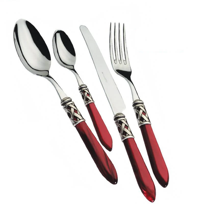 Aladdin Servizio Posate Ghiera Argentata Acciaio Inox e Acrilico - Set 24 Pz