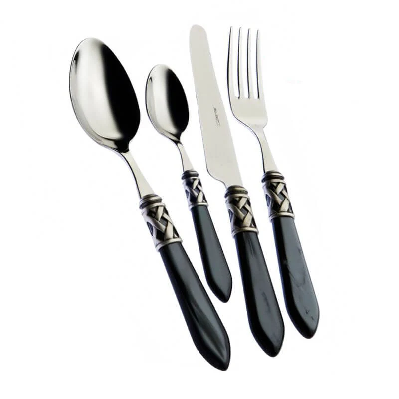 Aladdin Servizio Posate Ghiera Argentata Acciaio Inox e Acrilico - Set 24 Pz