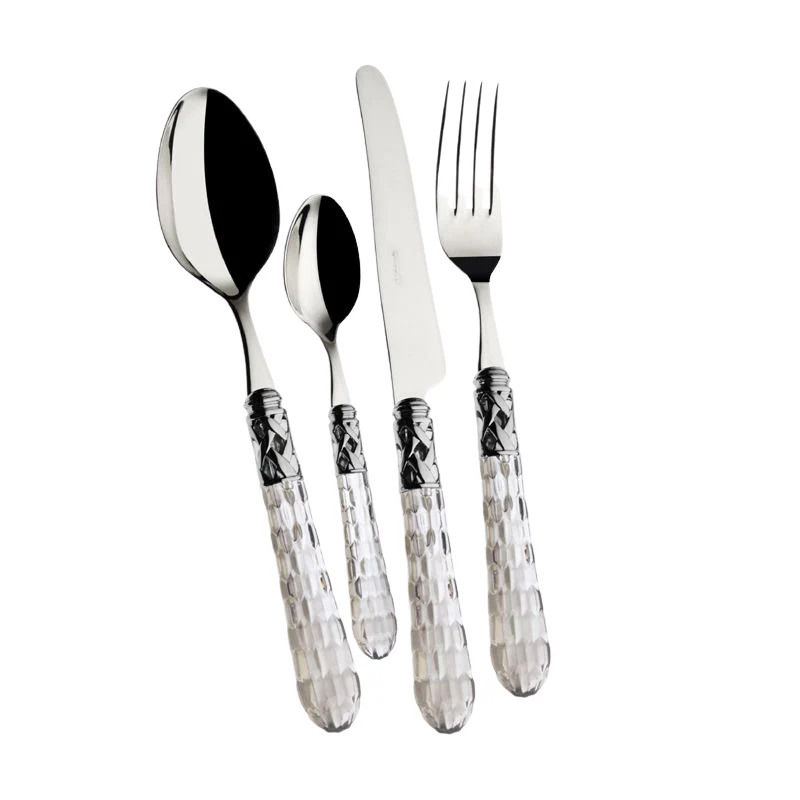 Bohemia Servizio Posate Ghiera Cromata Acciaio Inox - Set 24 Pz