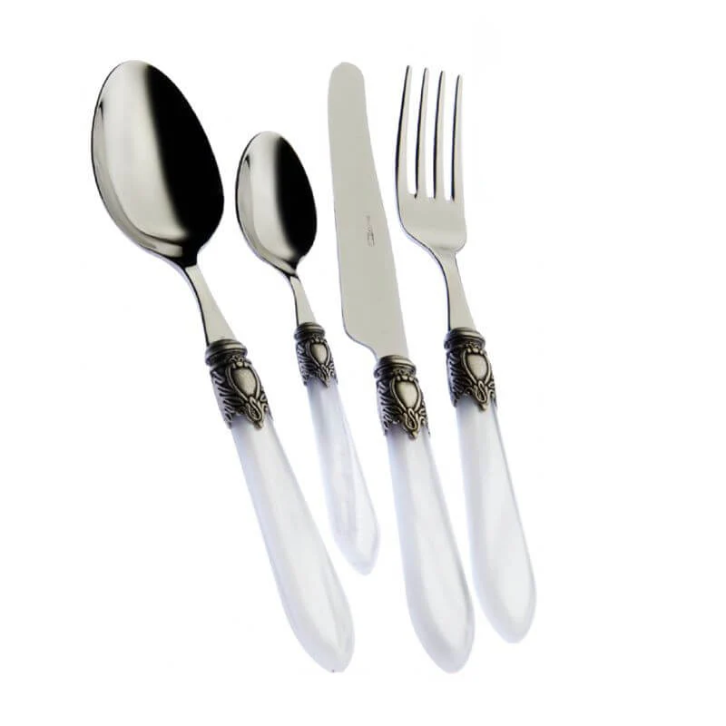Oxford Servizio Posate Ghiera Argentata Acciaio Inox - Set 24 Pz