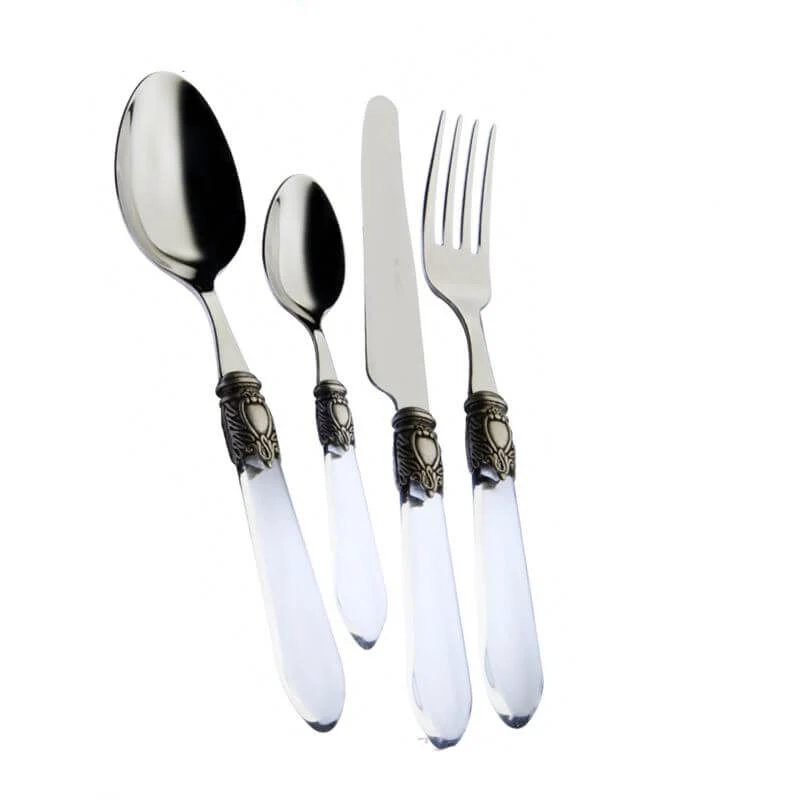 Oxford Servizio Posate Ghiera Argentata Acciaio Inox - Set 24 Pz