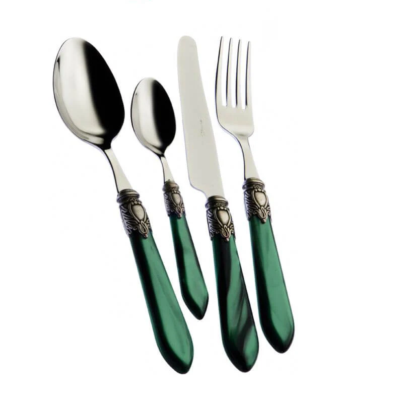 Oxford Servizio Posate Ghiera Argentata Acciaio Inox - Set 24 Pz