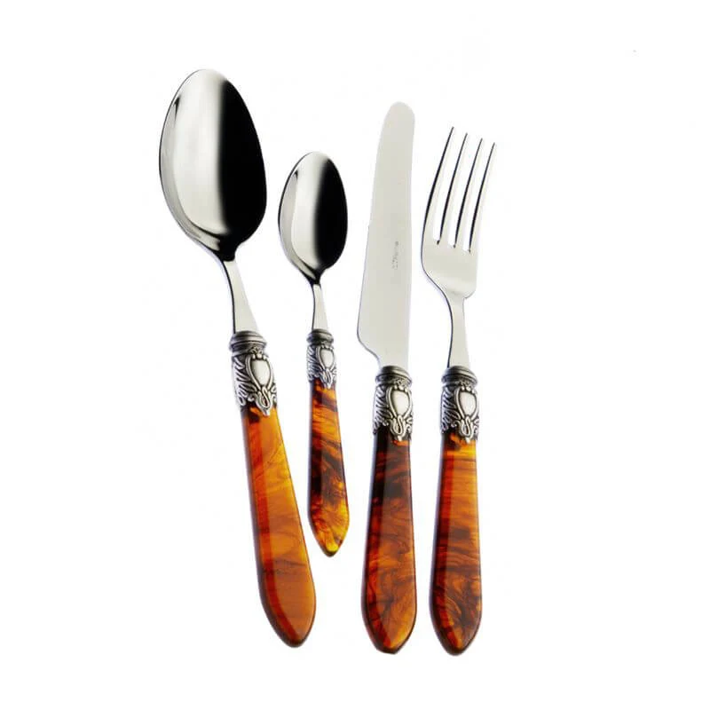 Oxford Servizio Posate Ghiera Argentata Acciaio Inox - Set 24 Pz