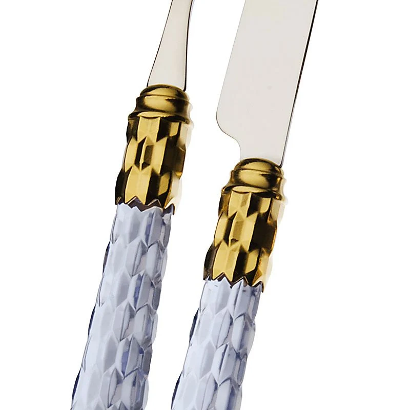 Cristallo Servizio Posate Ghiera Dorata Acciaio Inox - Set 24 Pz