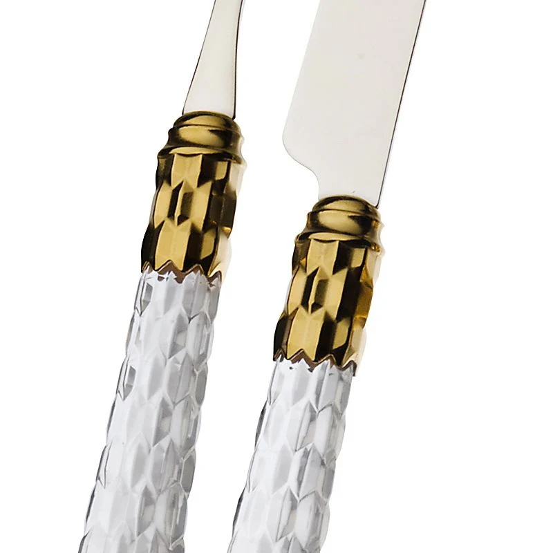 Cristallo Servizio Posate Ghiera Dorata Acciaio Inox - Set 24 Pz
