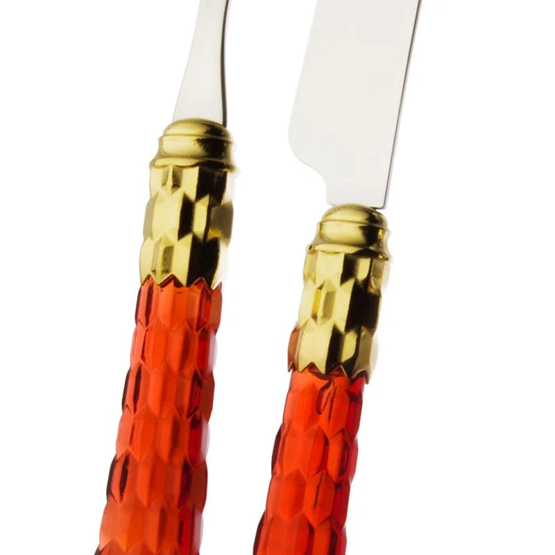 Cristallo Servizio Posate Ghiera Dorata Acciaio Inox - Set 24 Pz