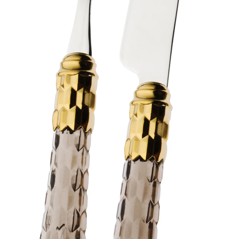 Cristallo Servizio Posate Ghiera Dorata Acciaio Inox - Set 24 Pz