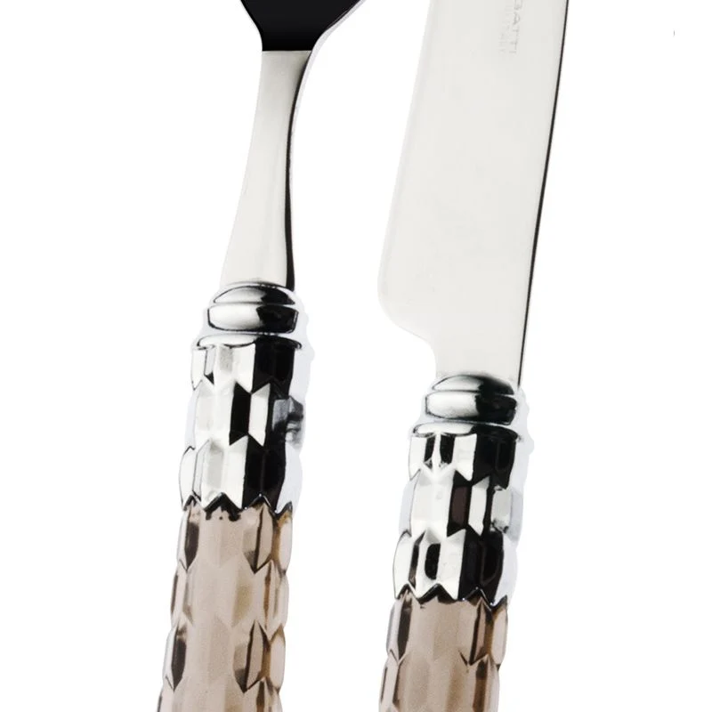 Cristallo Servizio Posate Ghiera Cromata Acciaio Inox - Set 24 Pz