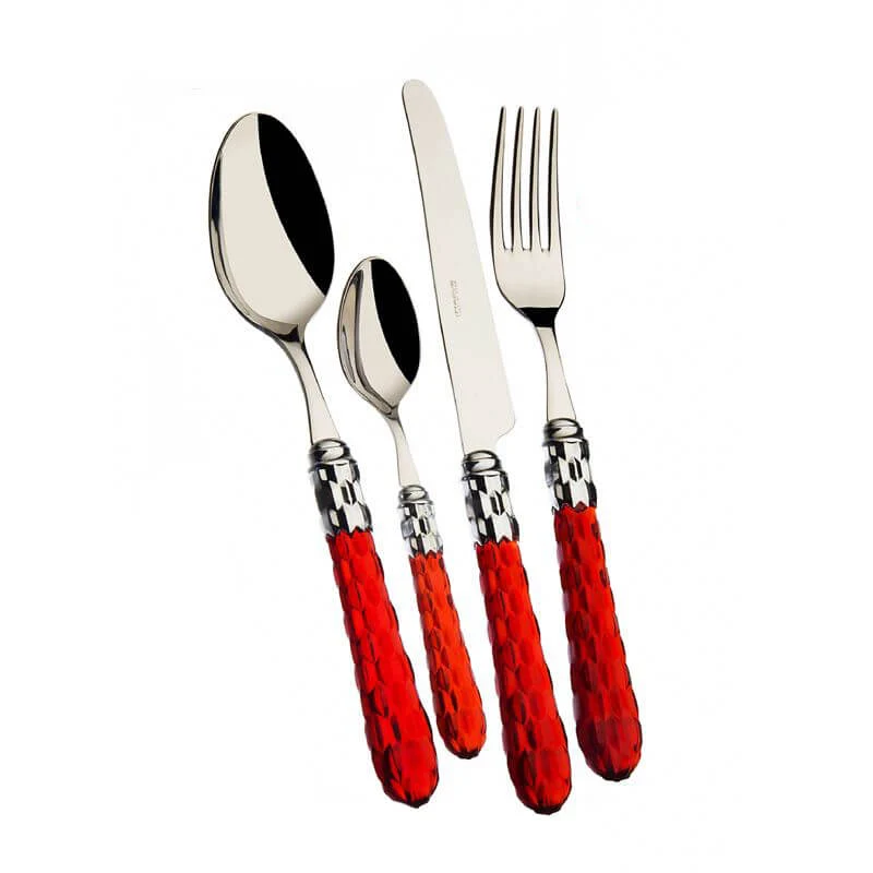 Cristallo Servizio Posate Ghiera Cromata Acciaio Inox - Set 24 Pz