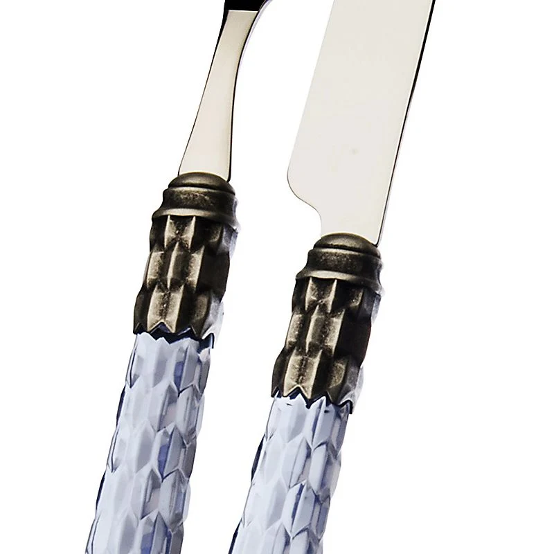 Cristallo Servizio Posate Ghiera Argentata Acciaio Inox - Set 24 Pz