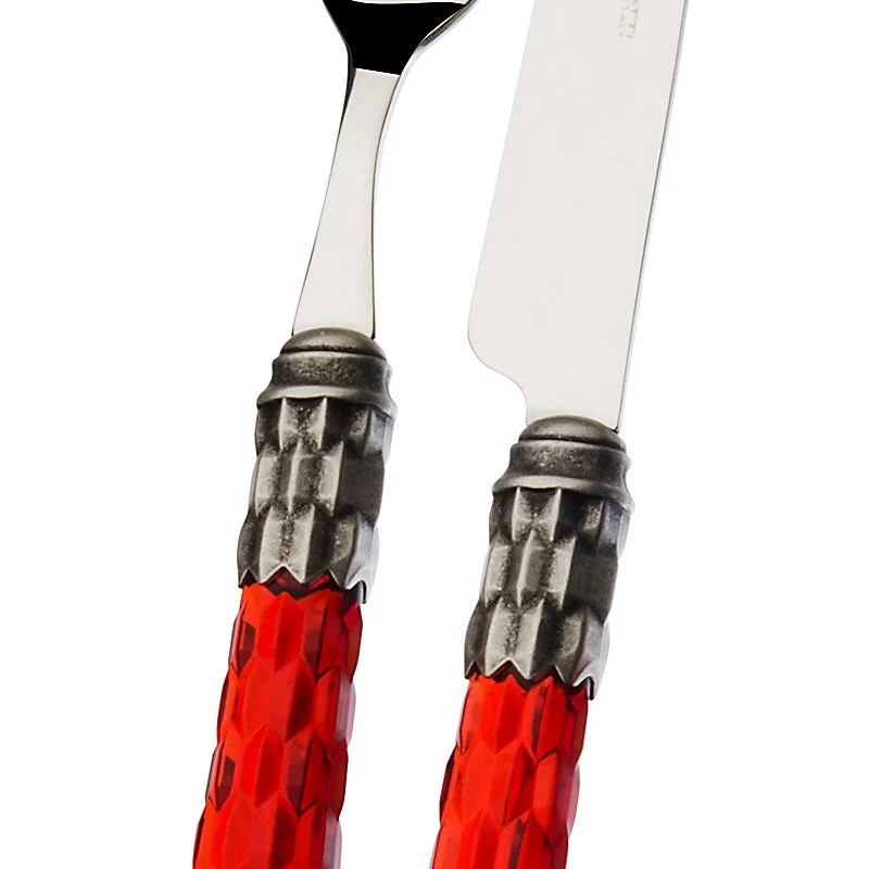 Cristallo Servizio Posate Ghiera Argentata Acciaio Inox - Set 24 Pz
