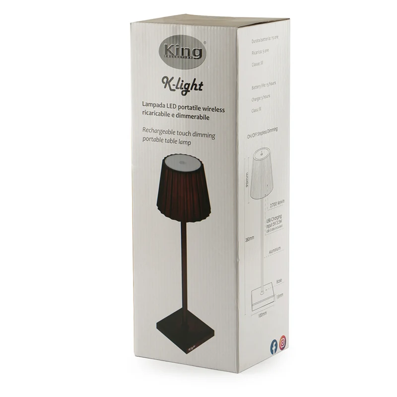 38 cm - K-Light Lampada Da Tavolo In Alluminio
