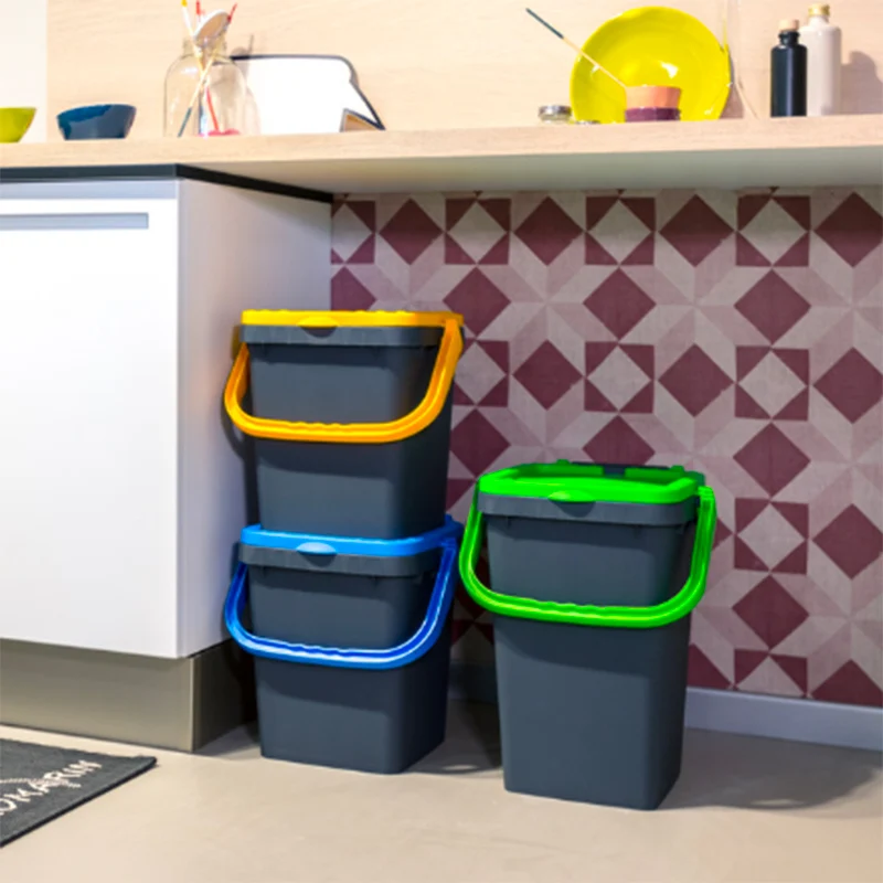 Ecoplus Pattumiera Rettangolare In Plastica - Set 3 Pz