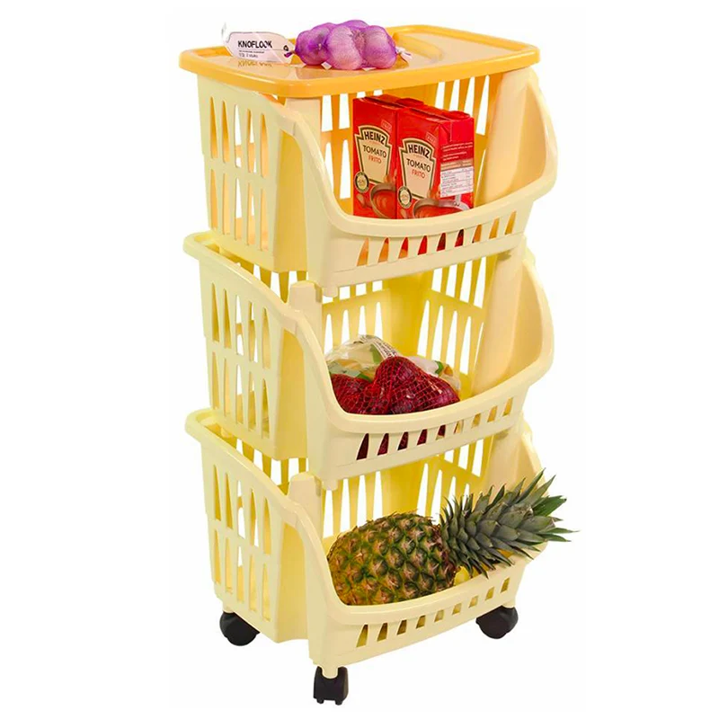 Tidy Carrello Portaoggetti Con Ruote e Vassoio In Plastica - Set 3 Pz